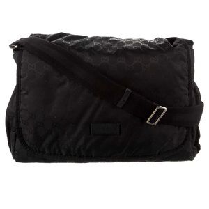 Like New! Gucci Black Nylon Imprime Messenger Diaper Crossbody Bag!